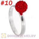 8mm Red Czech Crystal Ball 925 Sterling Silver Rings Wholesale