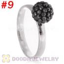 8mm Brown Czech Crystal Ball 925 Sterling Silver Rings Wholesale