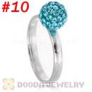 8mm Cyan Czech Crystal Ball 925 Sterling Silver Rings Wholesale