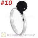 8mm Black Czech Crystal Ball 925 Sterling Silver Rings Wholesale