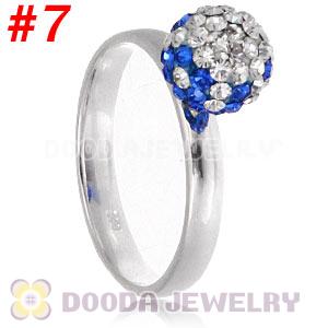 8mm Czech Crystal Ball 925 Sterling Silver Rings Wholesale