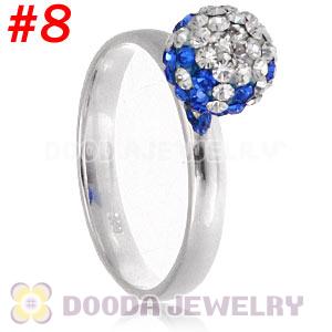 8mm Czech Crystal Ball 925 Sterling Silver Rings Wholesale