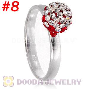 8mm Czech Crystal Ball 925 Sterling Silver Rings Wholesale
