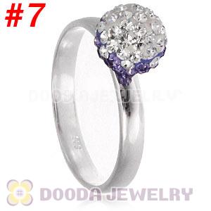 8mm Czech Crystal Ball 925 Sterling Silver Rings Wholesale