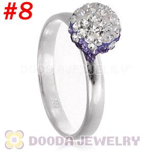 8mm Czech Crystal Ball 925 Sterling Silver Rings Wholesale