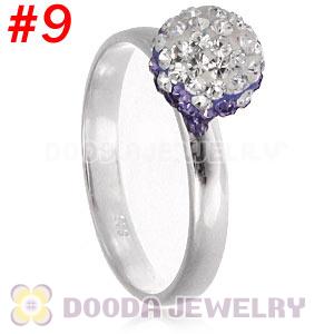 8mm Czech Crystal Ball 925 Sterling Silver Rings Wholesale