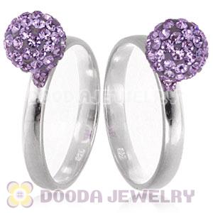 8mm Lavender Czech Crystal Ball 925 Sterling Silver Rings Wholesale
