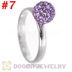 8mm Lavender Czech Crystal Ball 925 Sterling Silver Rings Wholesale
