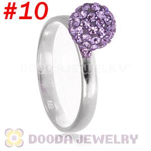 8mm Lavender Czech Crystal Ball 925 Sterling Silver Rings Wholesale