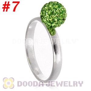 8mm Green Czech Crystal Ball 925 Sterling Silver Rings Wholesale