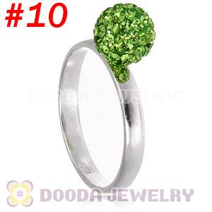 8mm Green Czech Crystal Ball 925 Sterling Silver Rings Wholesale
