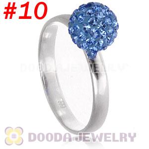 8mm Blue Czech Crystal Ball 925 Sterling Silver Rings Wholesale
