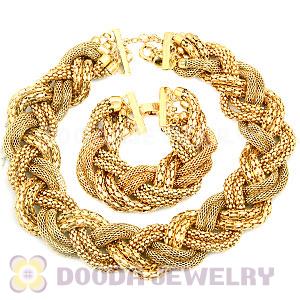 2012 New Fashion Gold Plated Woven Chunky Jewelry Set Wholesale