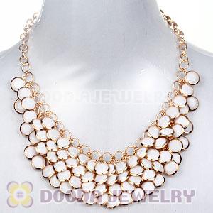 White Chunky Multi Layers Bubble Bib Statement Necklace Wholesale