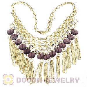 Gold Chains Multi Layer Tassel Choker Bib Necklace Wholesale