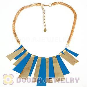 Women Chunky Chain Enamel Hammered Geometrical Choker Bib Necklace