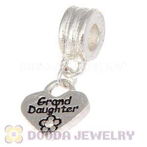 Silver Plated European Dangle Grand Daughter Heart Charm Beads Wholesale 