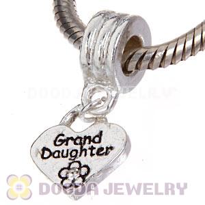 Silver Plated European Dangle Grand Daughter Heart Charm Beads Wholesale 