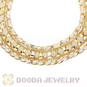 Gold Chain Resin Diamond Leather Chunky Choker Collar Necklace Wholesale