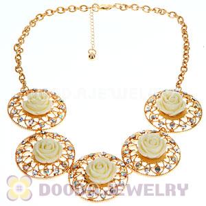 Fashion Crystal Rose Flower Choker Collar Necklace Wholesale