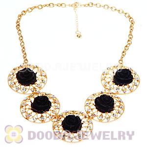 Fashion Crystal Rose Flower Choker Collar Necklace Wholesale