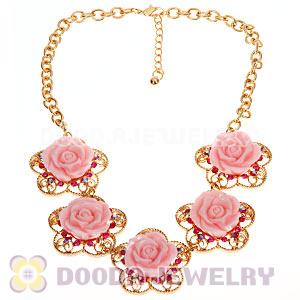 Fashion Crystal Rose Flower Choker Collar Necklace Wholesale