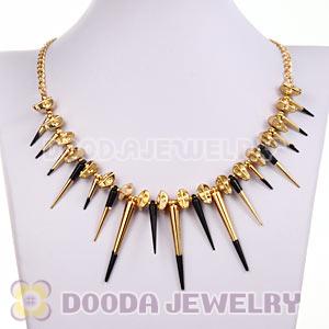 Gothic Punk Rock Jewelry Skull Head Enamel Rivet Spike Choker Necklace