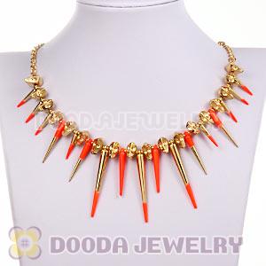 Gothic Punk Rock Jewelry Skull Head Enamel Rivet Spike Choker Necklace