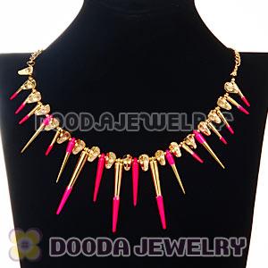 Gothic Punk Rock Jewelry Skull Head Enamel Rivet Spike Choker Necklace