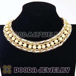 Gold Chain Resin Diamond Leather Chunky Choker Collar Necklace Wholesale