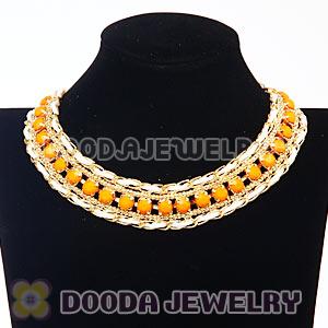 Gold Chain Resin Diamond Leather Chunky Choker Collar Necklace Wholesale