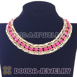 Gold Chain Resin Diamond Leather Chunky Choker Collar Necklace Wholesale