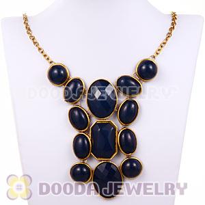 European Chunky Resin Gem Statement Choker Bib Necklace