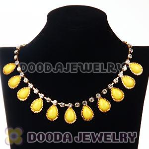 Crystal Gemstone Drop Charm Tassel Gold Tone Choker Necklace