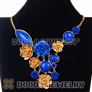 Fashion Ellipse Round Resin Gemstone Flower Choker Bib Jewelry Necklace