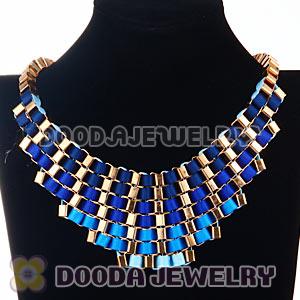 Multi Layer Stripe Ribbon Winding Buckle Chunky Bib Necklace