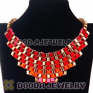 Multi Layer Stripe Ribbon Winding Buckle Chunky Bib Necklace