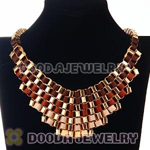 Multi Layer Stripe Ribbon Winding Buckle Chunky Bib Necklace