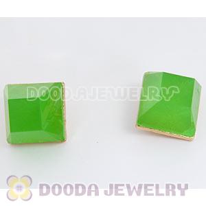 Gold Plated Green Cubic Jelly Resin Diamond Stud Earrings Wholesale