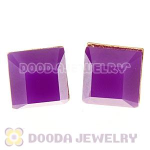 Gold Plated Purple Cubic Jelly Resin Diamond Stud Earrings Wholesale