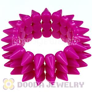 Fashion 3 Rows Rock Punk Spike Rivets Elastic Stretch Bangle Bracelet