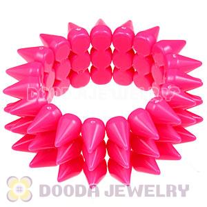 Fashion 3 Rows Rock Punk Spike Rivets Elastic Stretch Bangle Bracelet