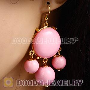 Fashion Gold Plated Drop Pink Bubble Earrings Wholesale