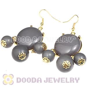 Fashion Gold Plated Drop Grey Bubble Earrings Wholesale