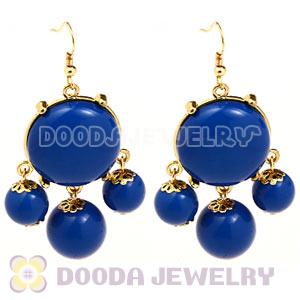 Fashion Gold Plated Dark Blue Drop Bubble Earrings Wholesale
