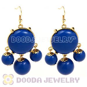 Fashion Gold Plated Dark Blue Drop Bubble Earrings Wholesale
