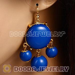 Fashion Gold Plated Drop Dark Blue Bubble Earrings Wholesale