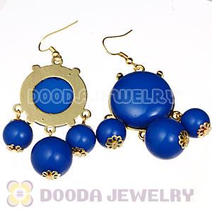 Fashion Gold Plated Drop Dark Blue Bubble Earrings Wholesale