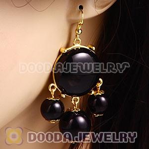 Fashion Gold Plated Drop Black Bubble Earrings Wholesale