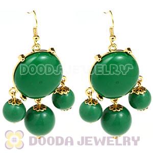 Fashion Gold Plated Dark Green Drop Bubble Earrings Wholesale
